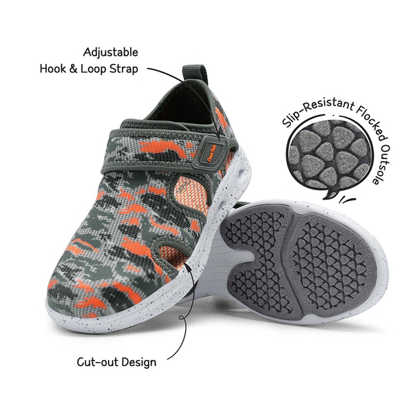 Kids Camouflage Quick Dry Water Sandals - GREY ORANGE - 3